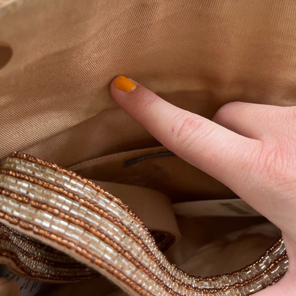 Anthropologie beaded Fiona bag embroidered tan shell ocean seashell purse NWT - Picture 4 of 5